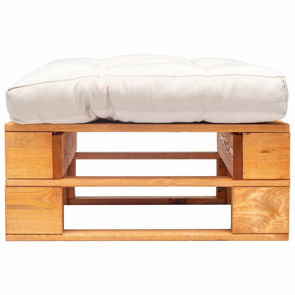 Ottomana da Giardino a Pallet con Cuscino Sabbia Legno Marrone vidaXL
