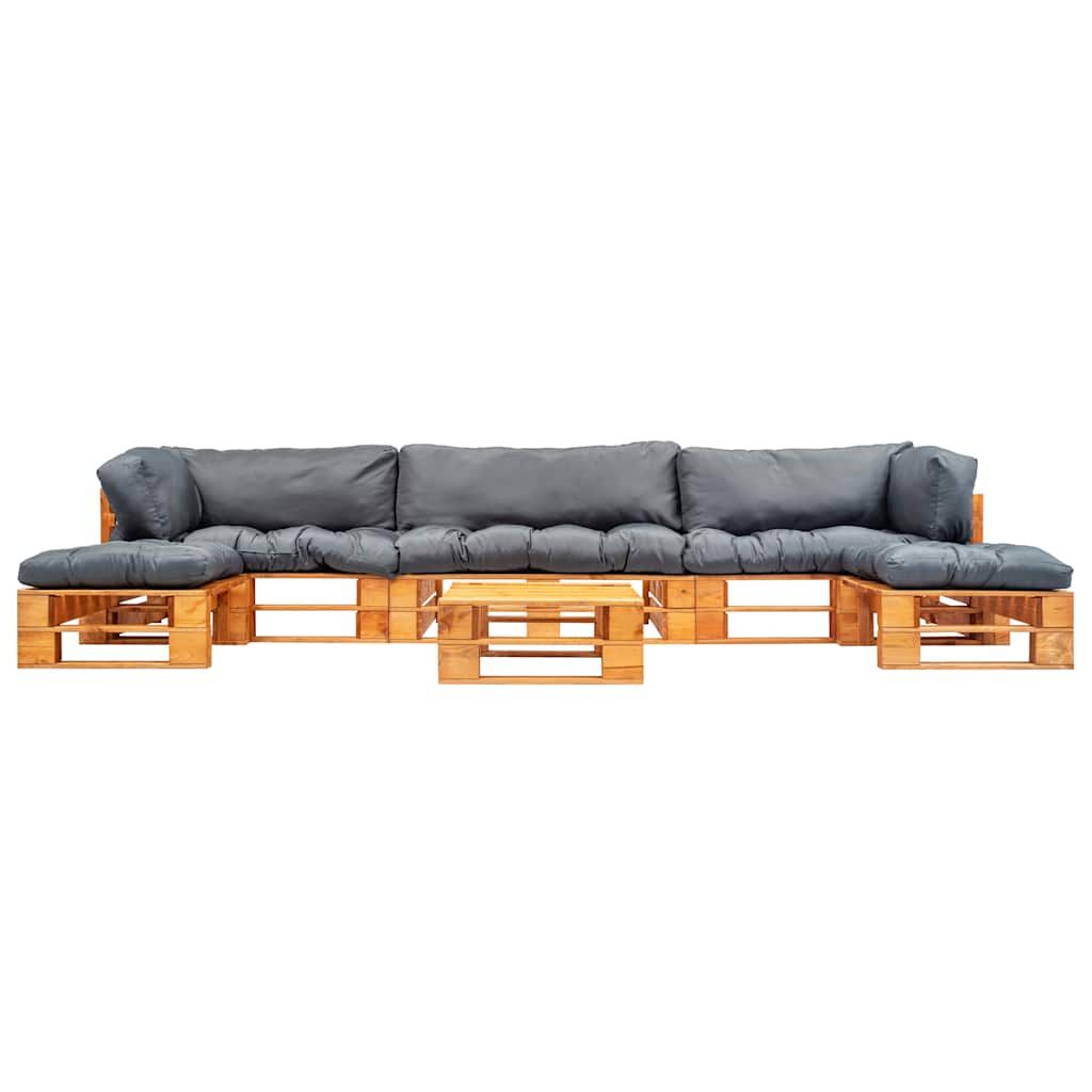 Set Divani da Giardino su Pallet 6 pz Cuscini Grigi in Legno vidaXL