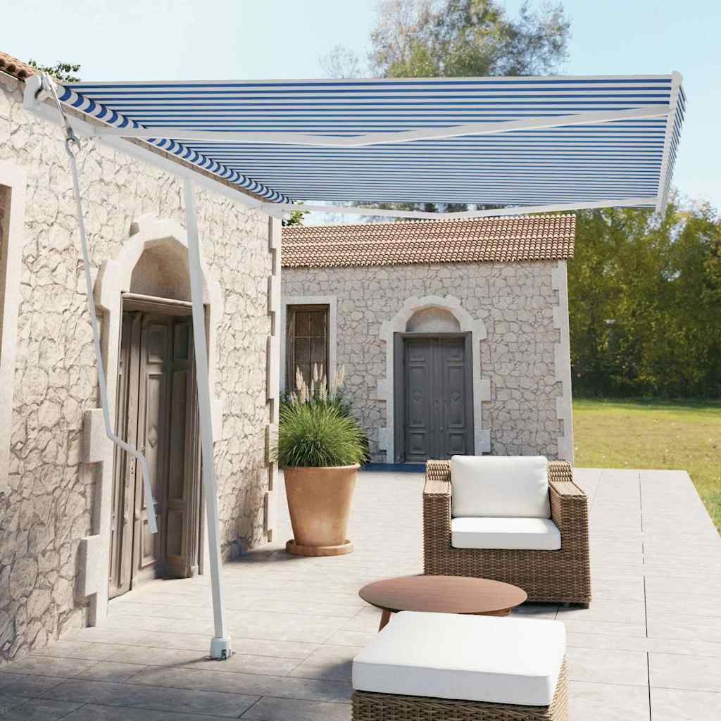 Tenda da Sole Automatica Autoportante 300x250 cm Blu e Bianca vidaXL