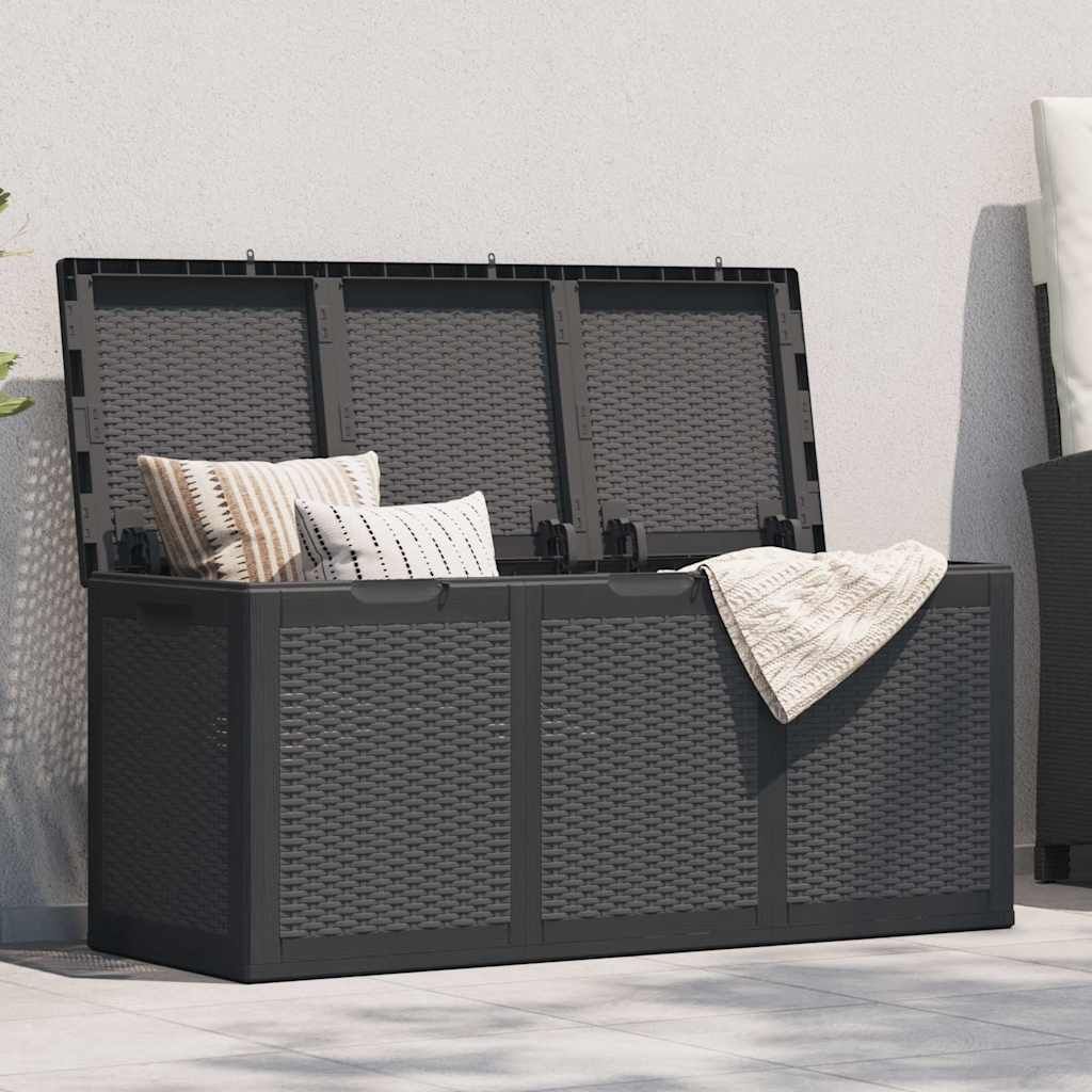 Baule da Giardino 270 L Nero in Rattan PP vidaXL