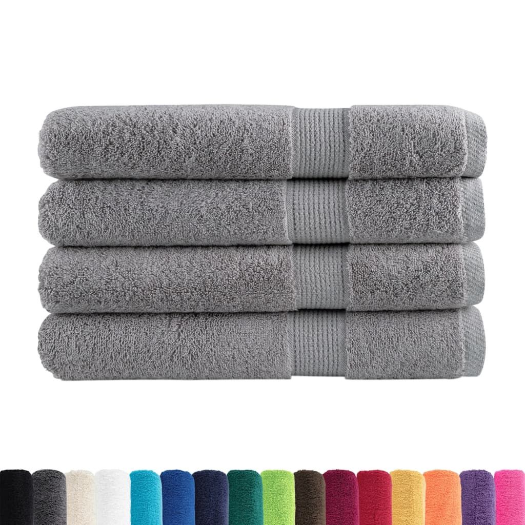 Asciugamani per sauna Premium SOLUND 4 pz Grigio 80x200 cm 600 g/m² vidaXL