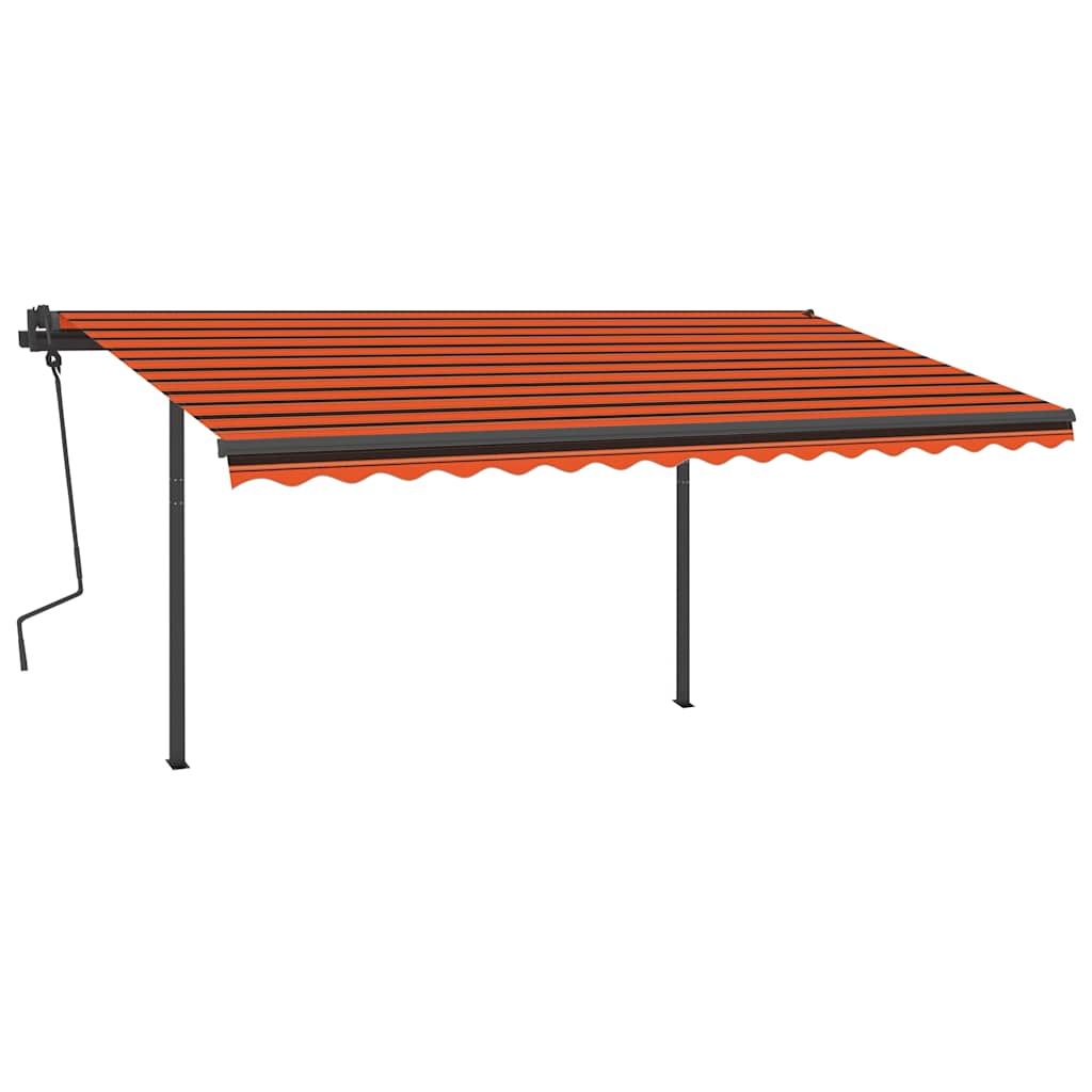 Tenda Retrattile Automatica con Pali 4,5x3,5 m Arancio Marrone vidaXL
