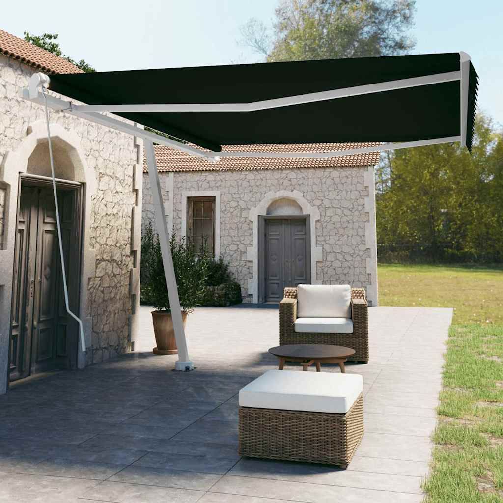 Tenda Sole Retrattile Manuale con Palo 450x350 cm Antracite vidaXL