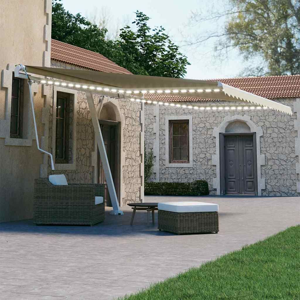 Tenda Automatica con Sensore Vento e LED 400x300 cm Crema vidaXL