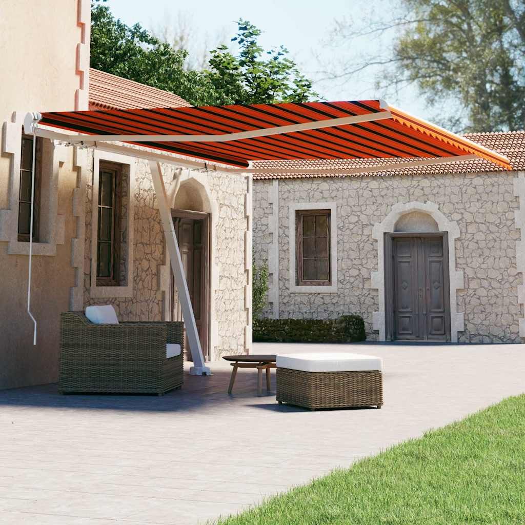 Tenda da Sole Manuale con Palo 400x300 cm Arancione/Marrone vidaXL