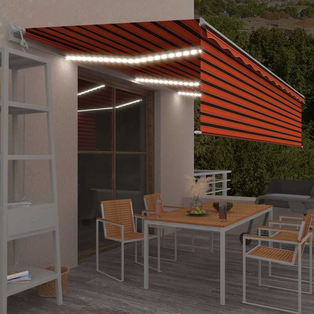 Tenda Automatica ParasoleLEDSensoreVento 6x3 m ArancioMarrone vidaXL