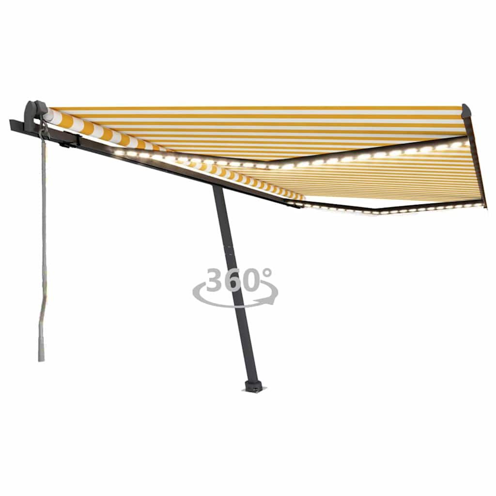 Tenda Automatica Sensore Vento e LED 400x350 cm Gialla Bianca vidaXL