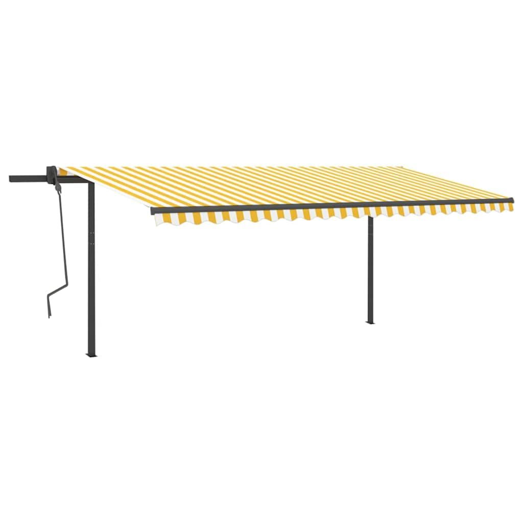 Tenda da Sole Retrattile Automatica Pali 5x3 m Gialla Bianca vidaXL