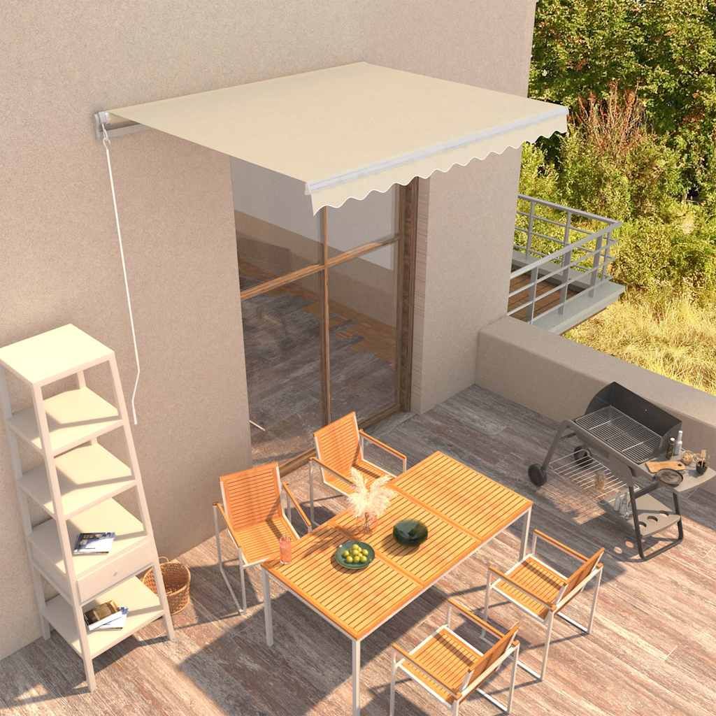 Tenda da Sole Retrattile Manuale 300x250 cm Crema vidaXL