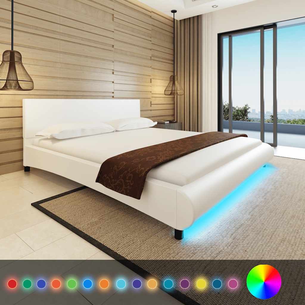 Letto con Materasso Memory e LED Bianco in Similpelle 180x200cm vidaXL