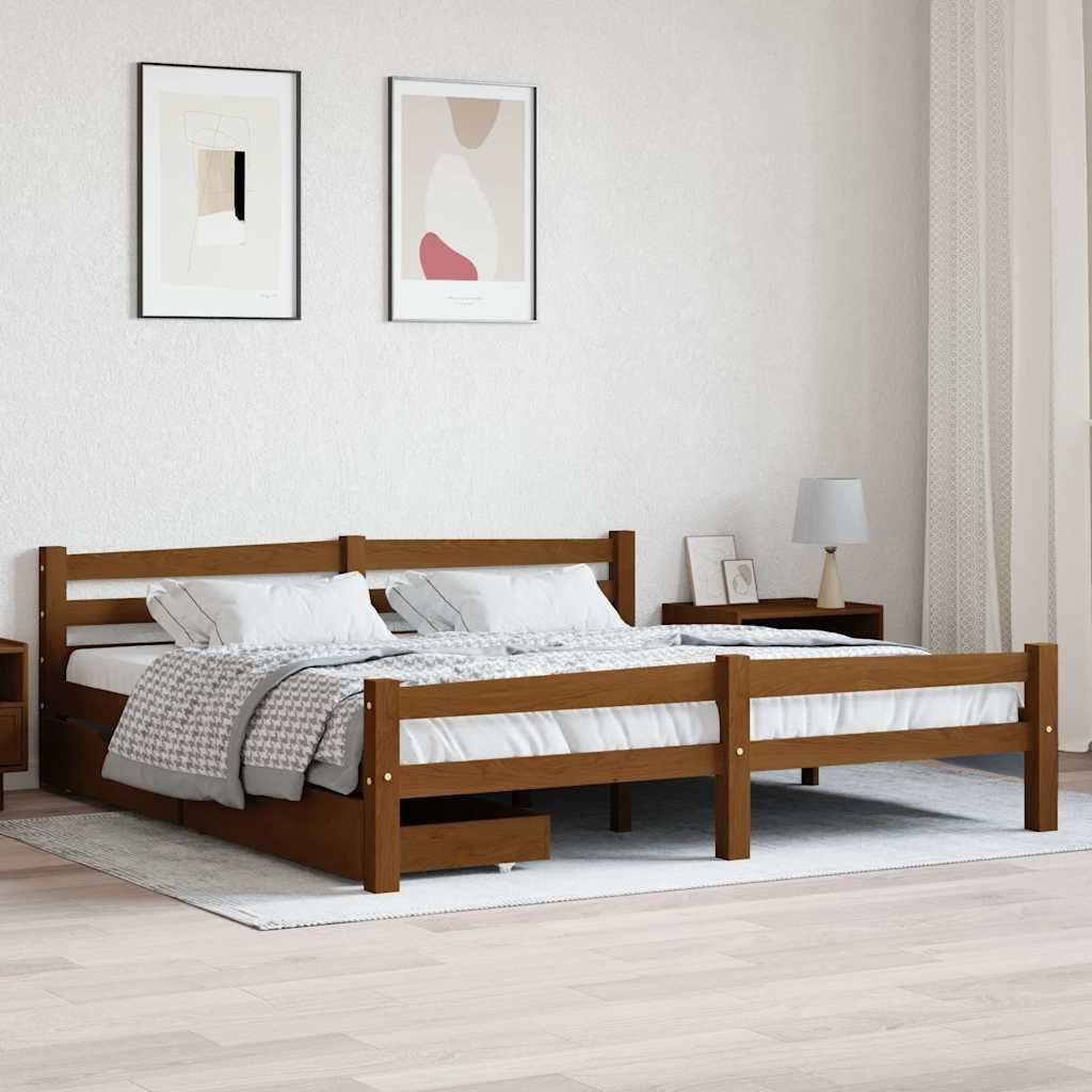 Giroletto con 2 Cassetti Ambra Legno Massello Pino 180x200 cm vidaXL
