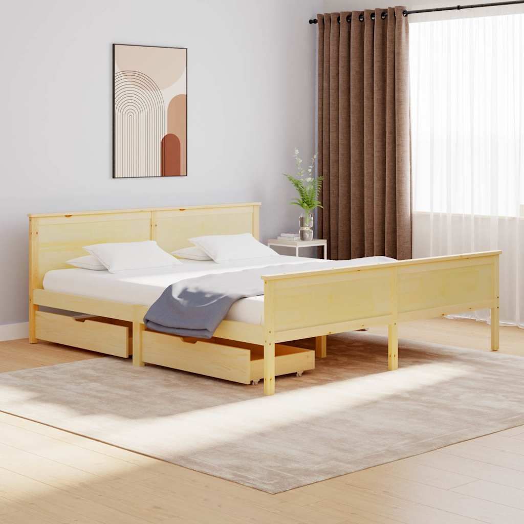 Giroletto con 2 Cassetti in Legno Massello di Pino 200x200 cm vidaXL