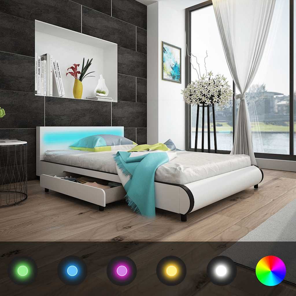 Letto con Materasso Memory e LED Bianco Similpelle 140x200 cm vidaXL