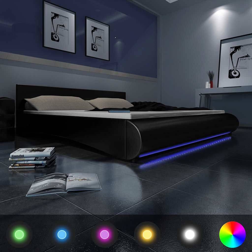 Letto con Materasso Memory e LED Nero in Similpelle 180x200 cm vidaXL