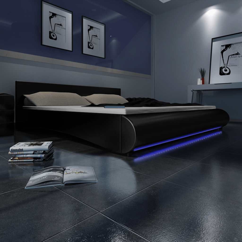 Letto con Materasso a LED Nero in Similpelle 140x200 cm vidaXL