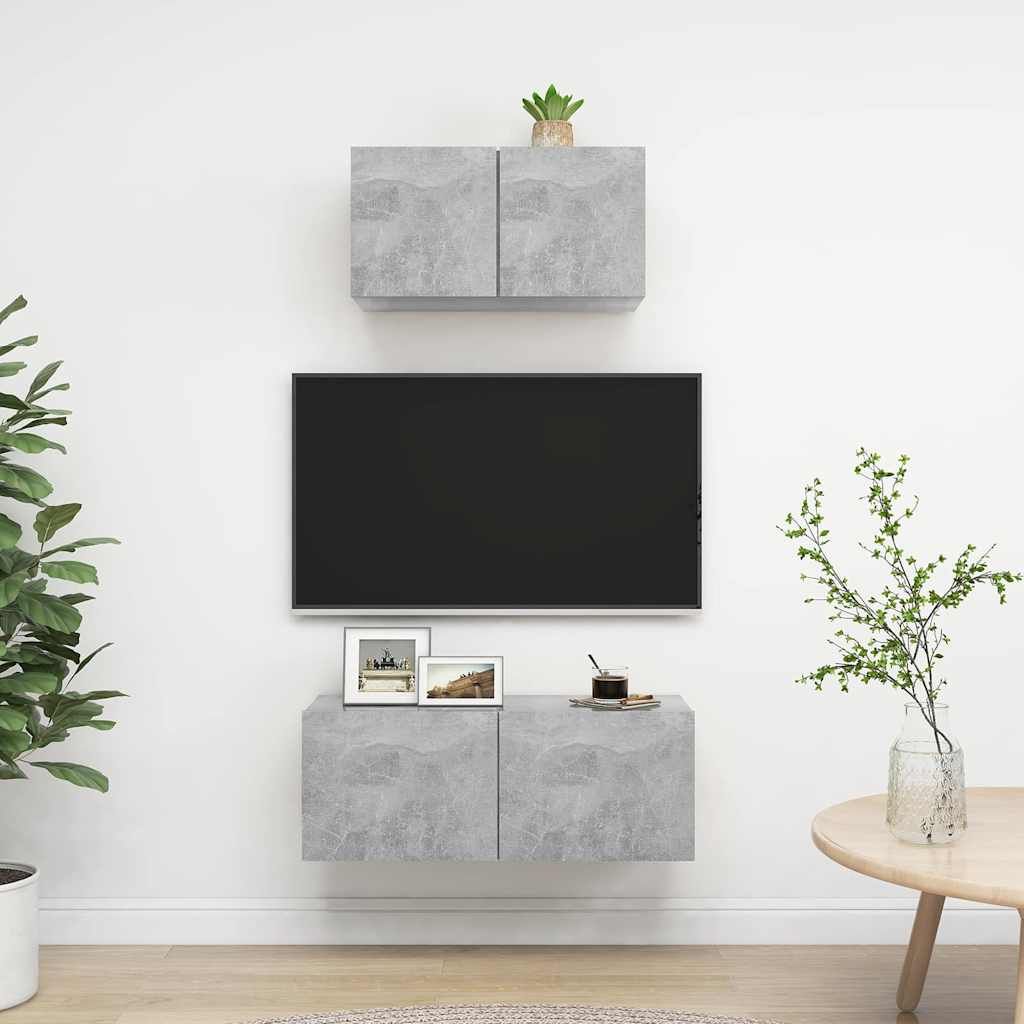 Set di Mobili Porta TV 2 pz Grigio Cemento in Legno Multistrato vidaXL