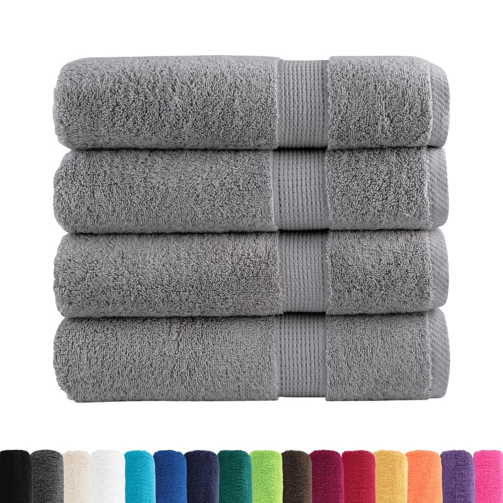 Asciugamani da doccia premium SOLUND 4 pezzi Grigio 70x140 cm 600 g/m² vidaXL