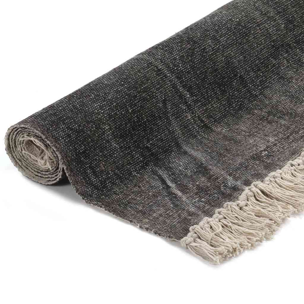 Tappeto Kilim in Cotone 160x230 cm Antracite vidaXL