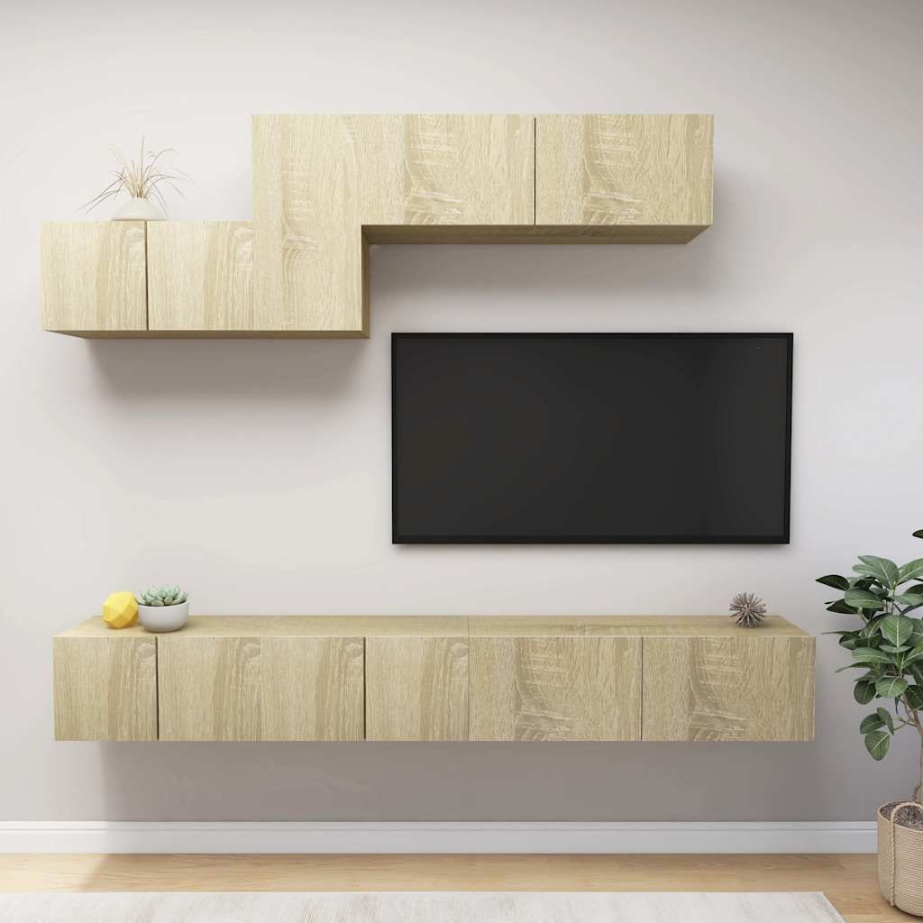 Set di Mobili Porta TV 6 pz Rovere Sonoma in Legno Multistrato vidaXL