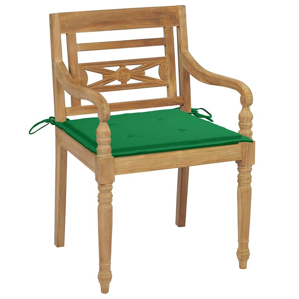 Sedie Batavia con Cuscini 8 pz in Legno Massello di Teak vidaXL