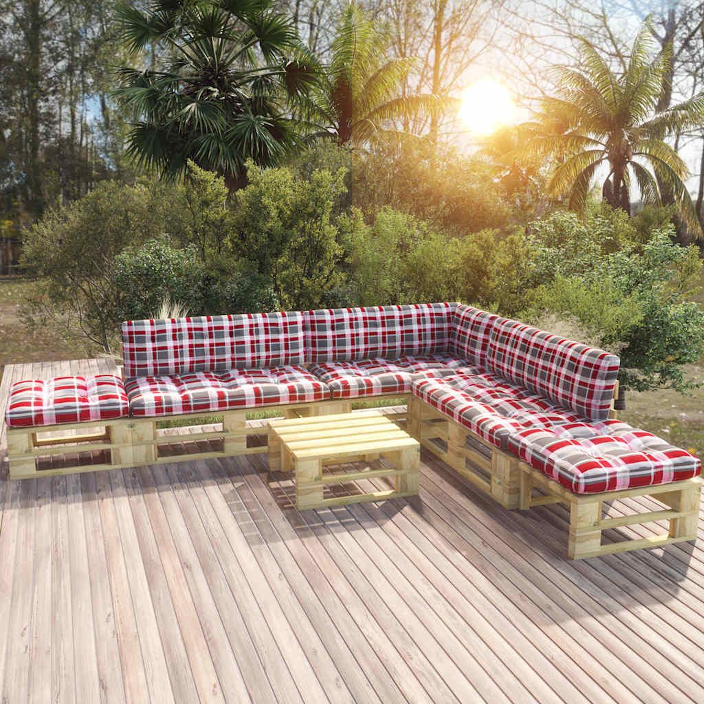 Set Divani in Pallet con Cuscini 6 pz in Pino Impregnato Verde vidaXL