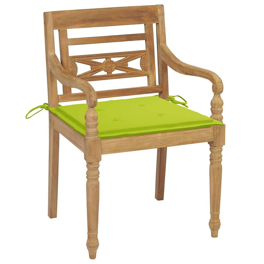 Sedie Batavia 2 pz con Cuscini Verde Brillante in Massello di Teak vidaXL