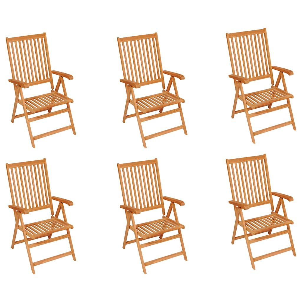 Sedie da Giardino 6 pz con Cuscini Neri Massello di Teak vidaXL
