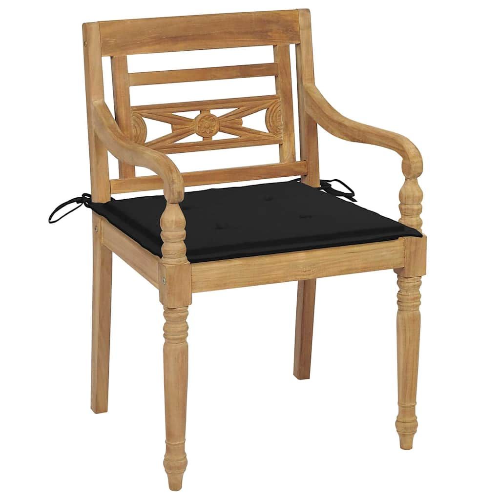 Sedie Batavia con Cuscini 6 pz in Legno Massello di Teak vidaXL