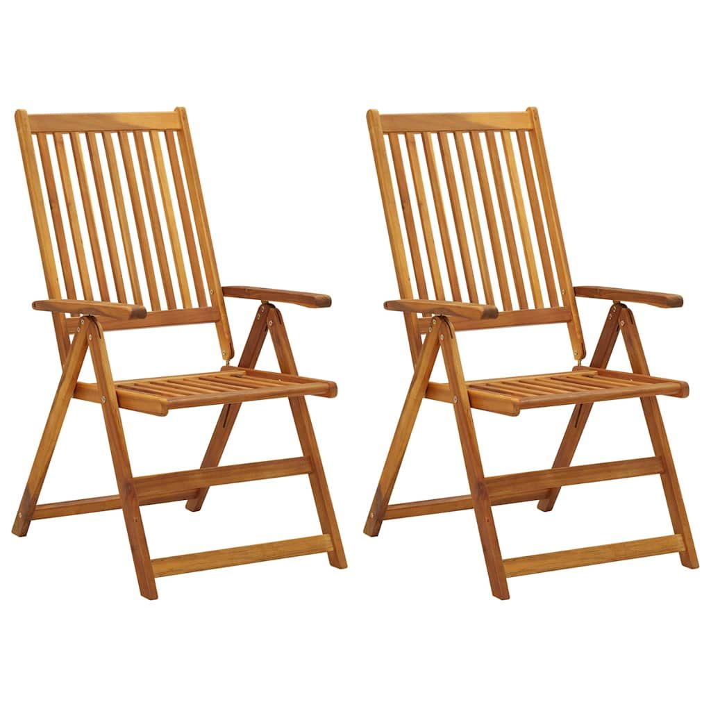 Sedie da Giardino Reclinabili 2 pz con Cuscini Massello Acacia vidaXL