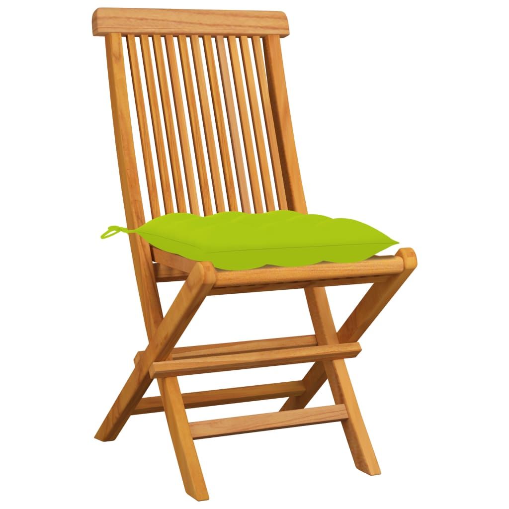 Sedie da Giardino Cuscini Verde Brillante 4 pz Massello di Teak vidaXL