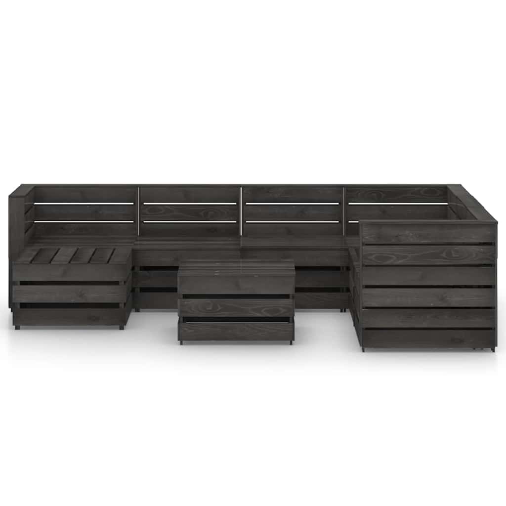 Set Salotto da Giardino 8 pz in Legno di Pino Impregnato Grigio vidaXL