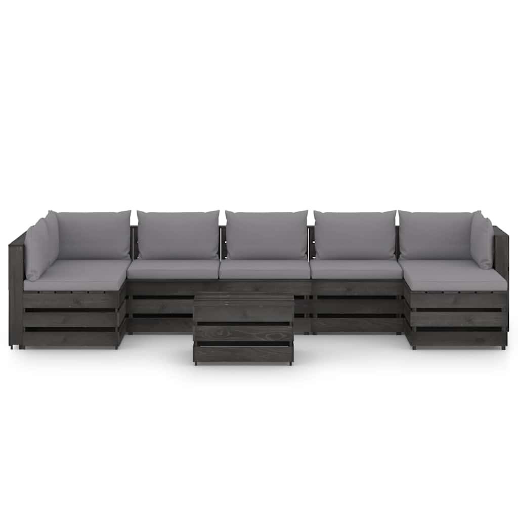 Set Salotto da Giardino con Cuscini 8pz Legno Impregnato Grigio vidaXL