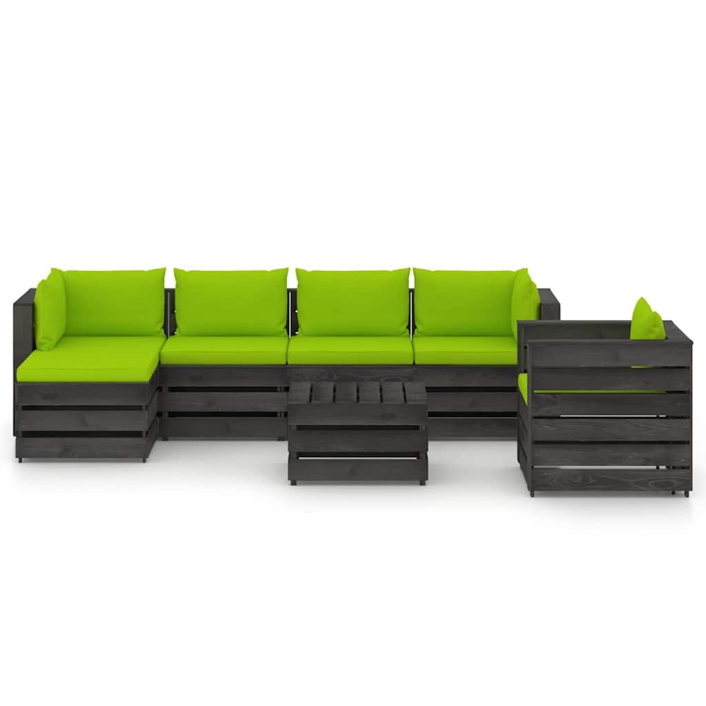Set Divani da Giardino con Cuscini 7 pz Legno Impregnato Grigio vidaXL
