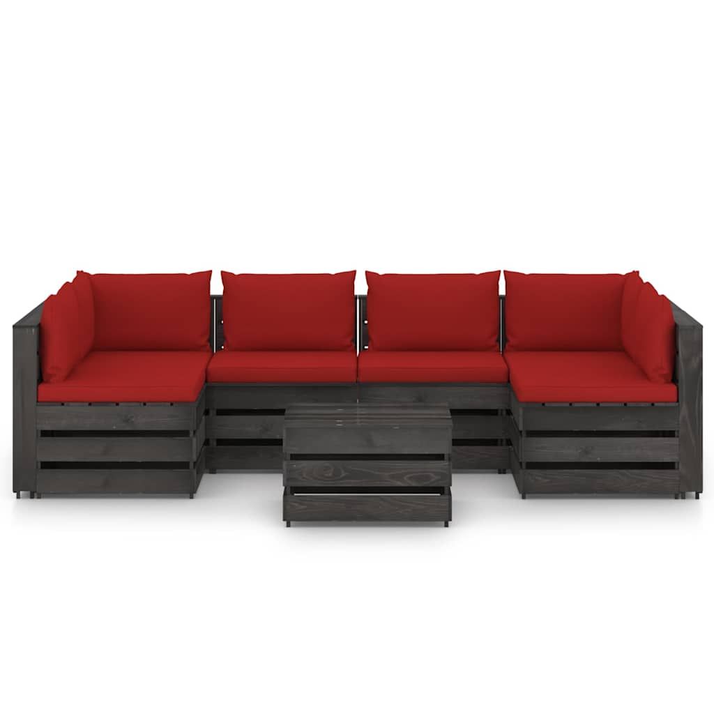 Set Salotto da Giardino con Cuscini 7pz Legno Impregnato Grigio vidaXL