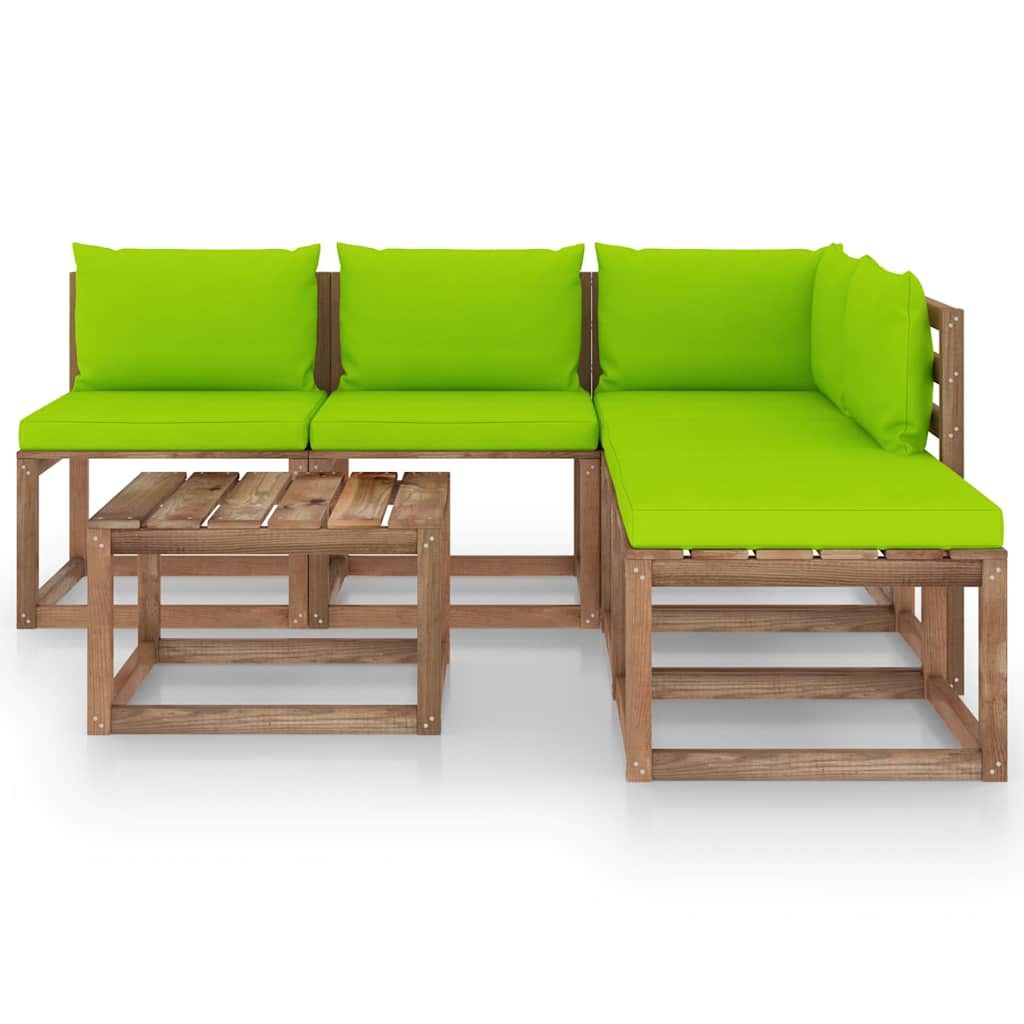 Set Divani Giardino su Pallet 6 pz con Cuscini Pino Impregnato vidaXL