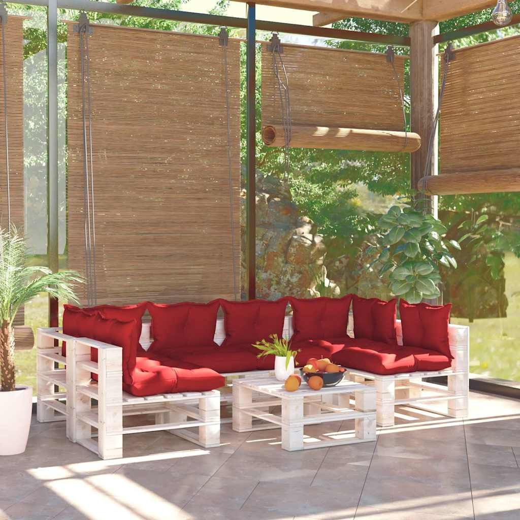 Set Divani da Giardino Pallet 7 pz con Cuscini in Legno di Pino vidaXL