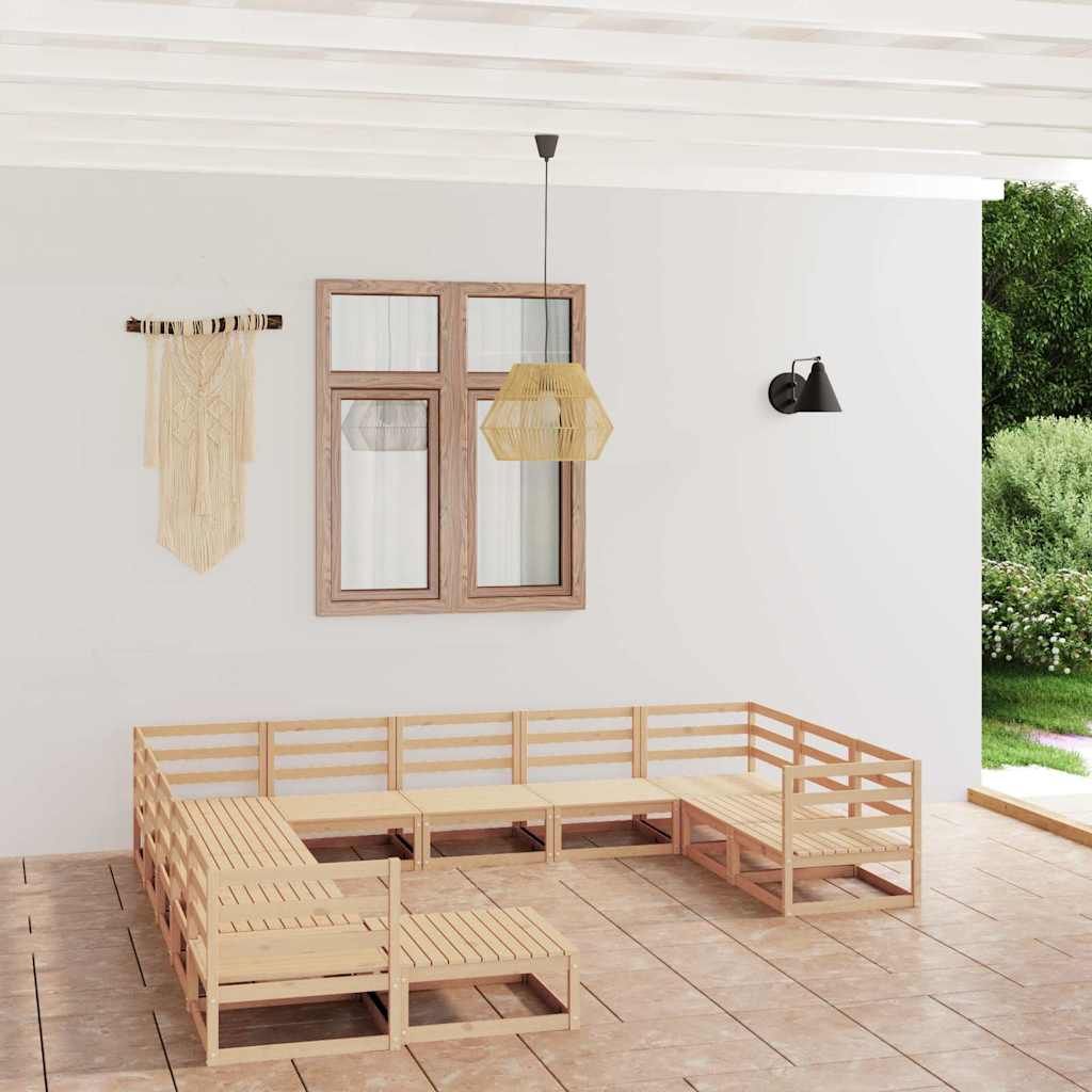 Set Divani da Giardino 12 pz in Legno Massello di Pino vidaXL