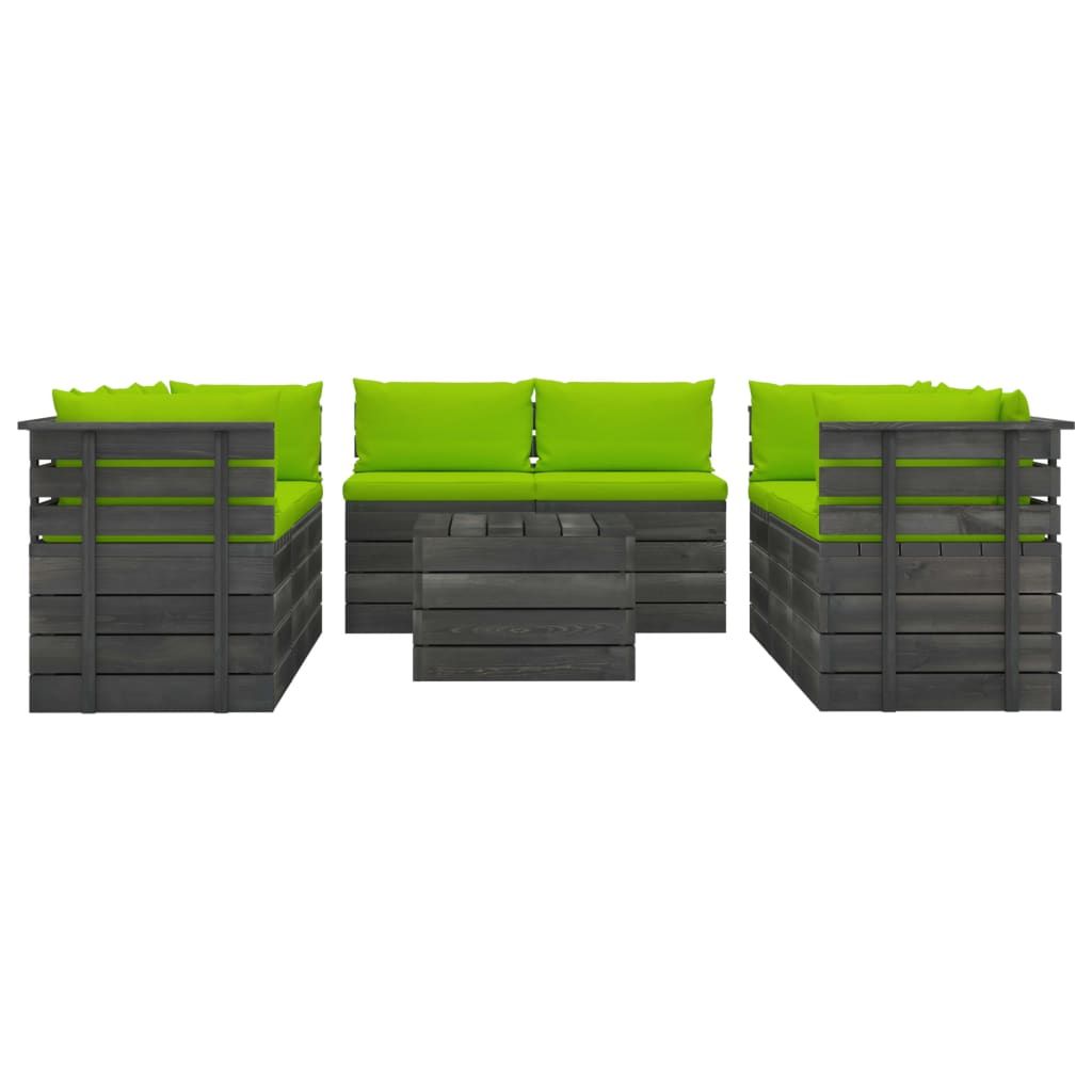 Set Divani da Giardino su Pallet 9 pz con Cuscini Massello Pino vidaXL