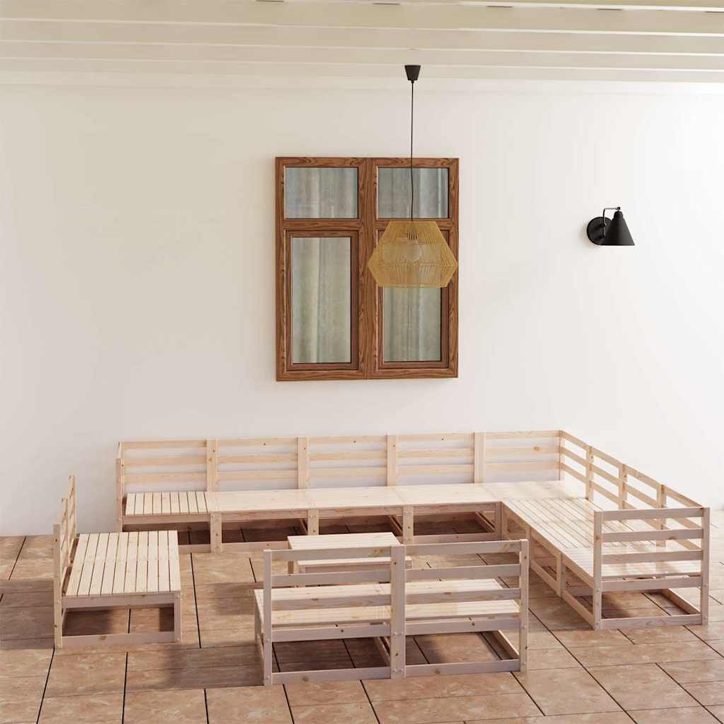 Set Divani da Giardino 13 pz in Legno Massello di Pino vidaXL