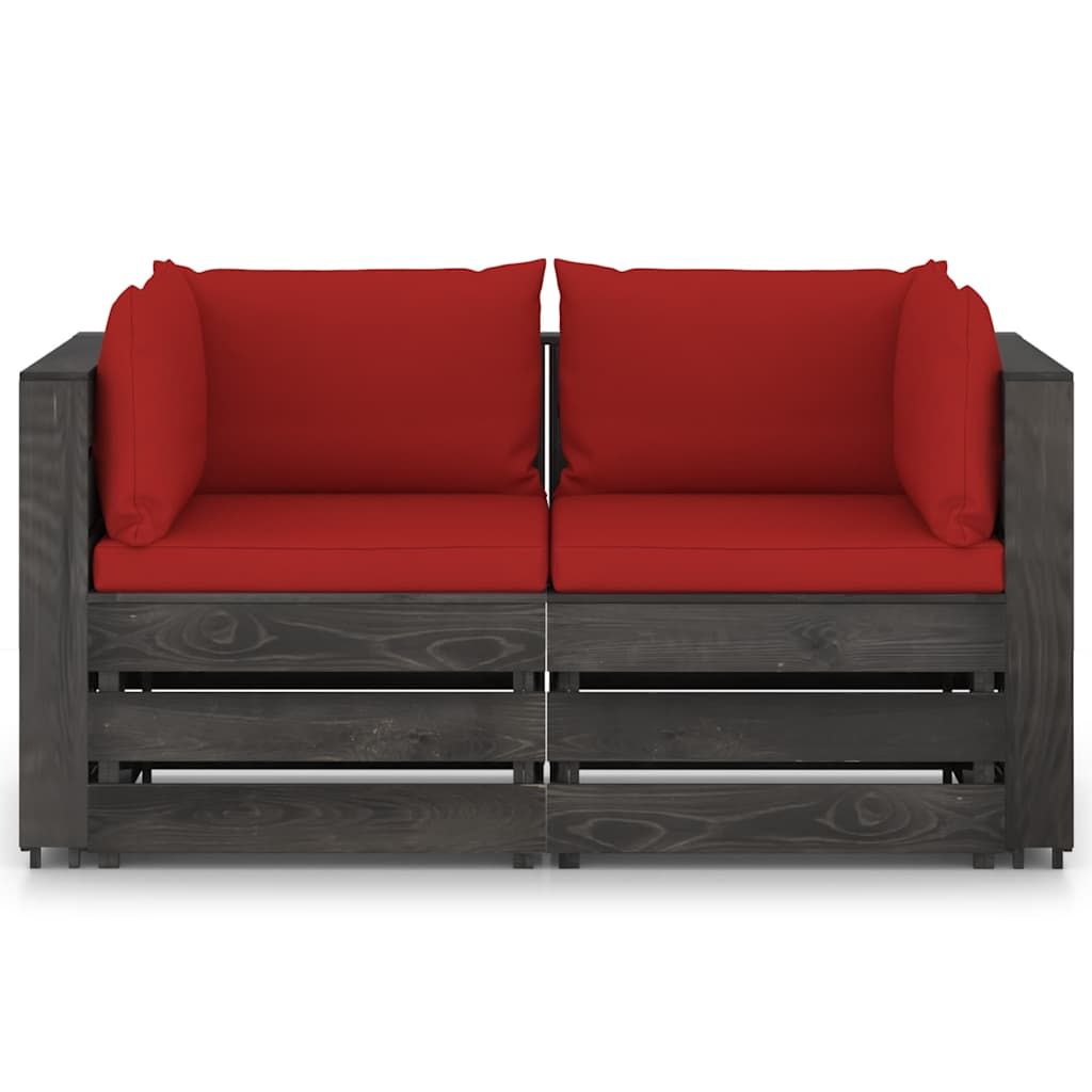 Divano da Giardino 2 Posti con Cuscini Legno Impregnato Grigio vidaXL