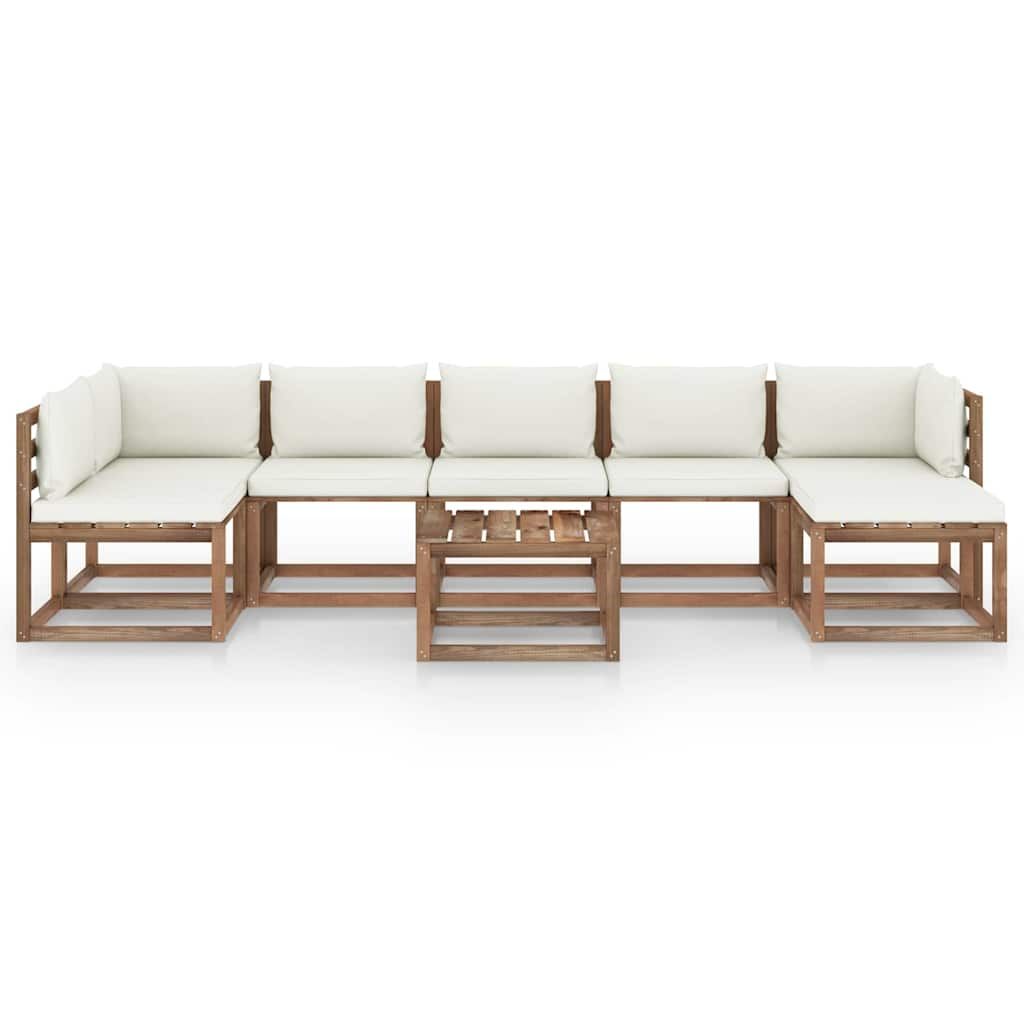 Set Salotto da Giardino 8 pz con Cuscini Crema vidaXL
