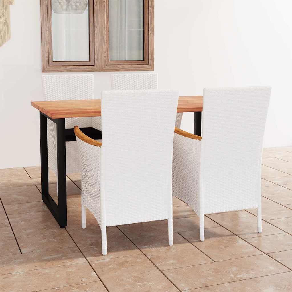 Set da Pranzo per Giardino 5 pz con Cuscini Polyrattan Bianco vidaXL