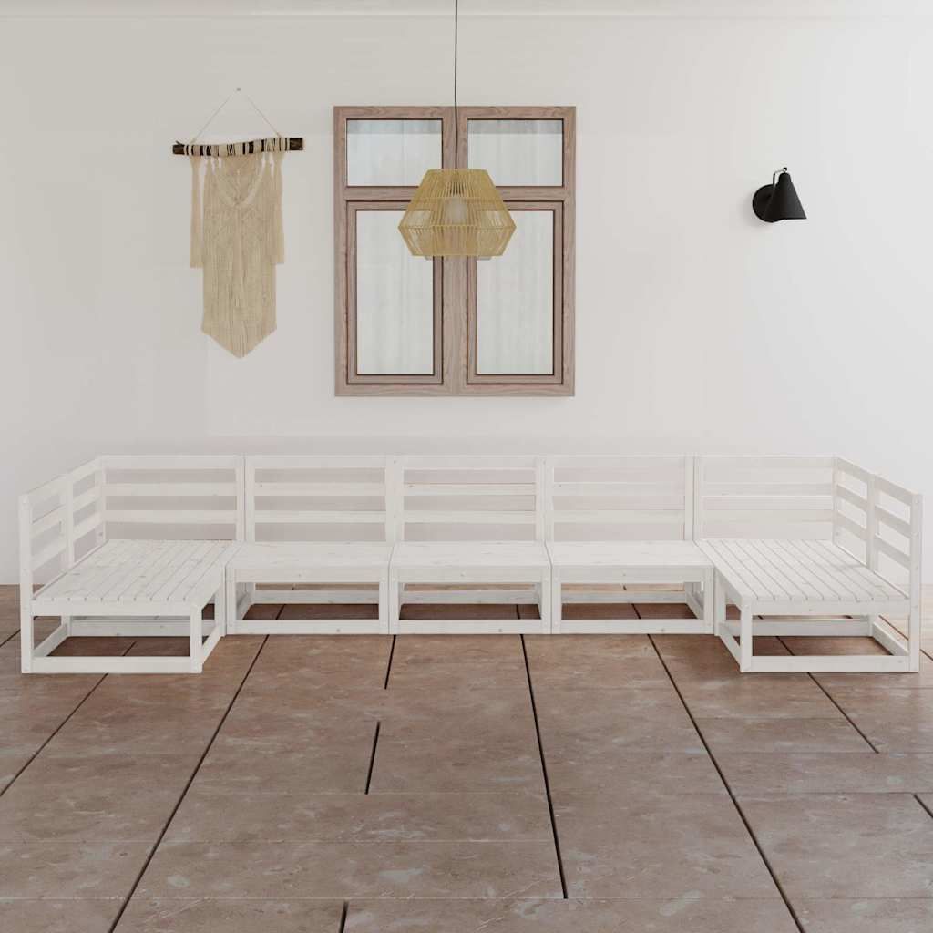 Set Divani da Giardino 7 pz in Legno Massello di Pino vidaXL