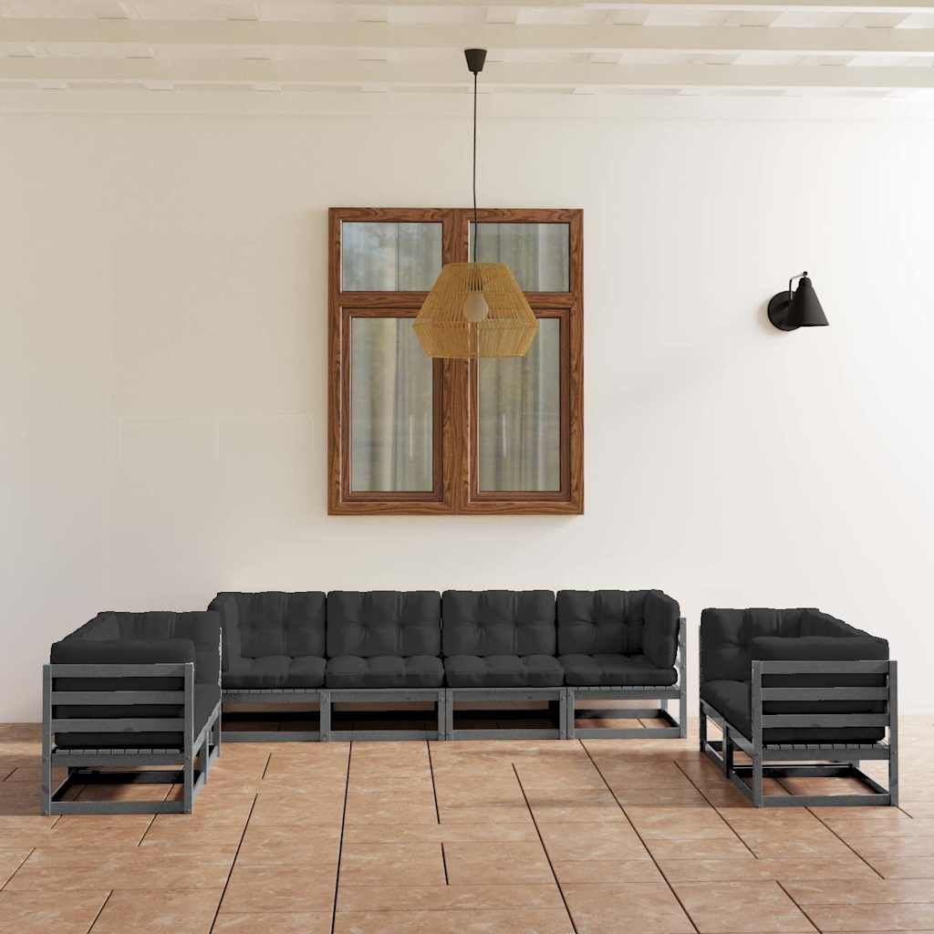 Set Divani da Giardino 8 pz con Cuscini Legno Massello Pino vidaXL
