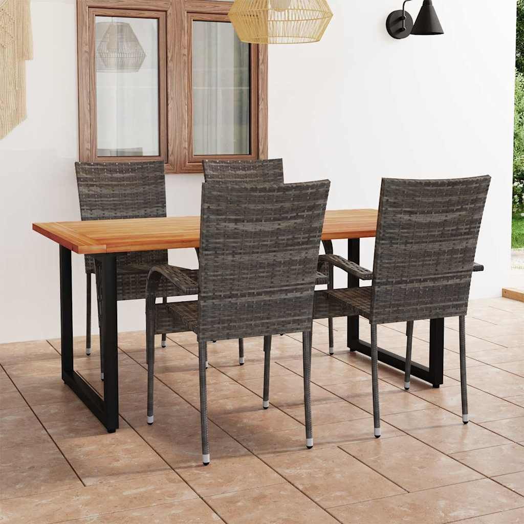 Set Mobili da Pranzo Giardino 5 pz in Polyrattan Grigio vidaXL