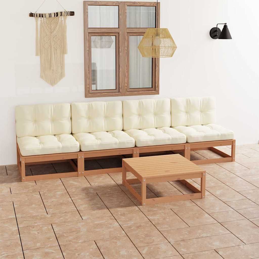 Set Divani da Giardino 5 pz con Cuscini Legno Massello di Pino vidaXL