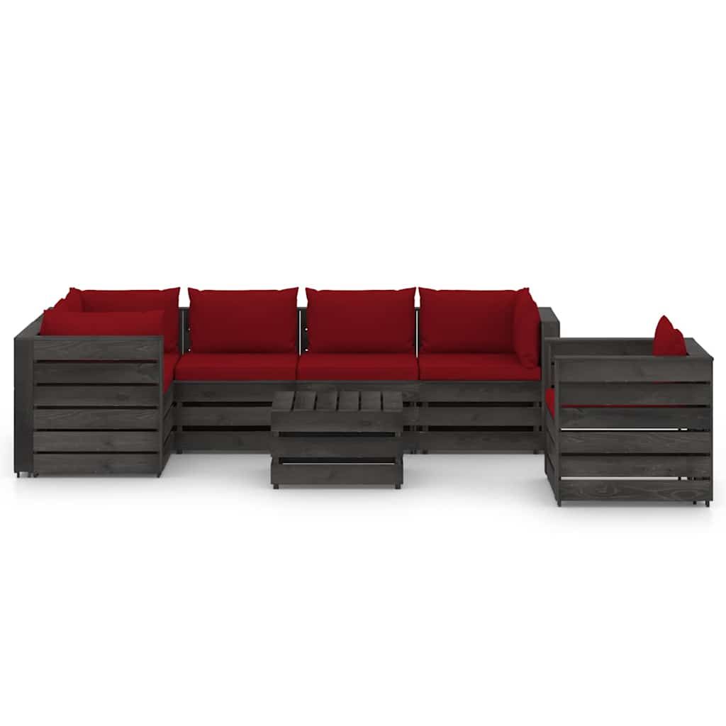 Set Salotto da Giardino con Cuscini 7pz Legno Impregnato Grigio vidaXL