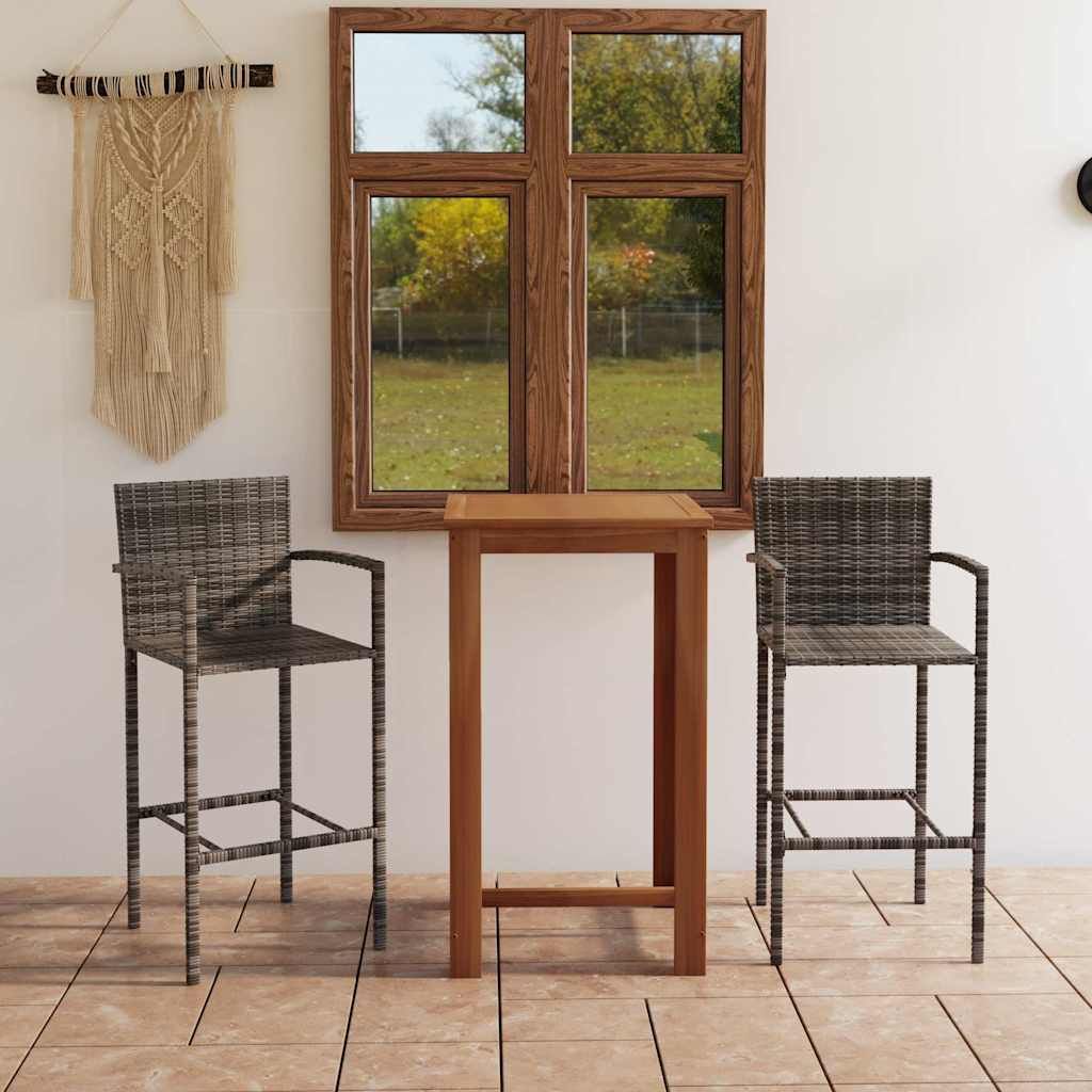 Set Bar da Giardino 3 pz Grigio vidaXL