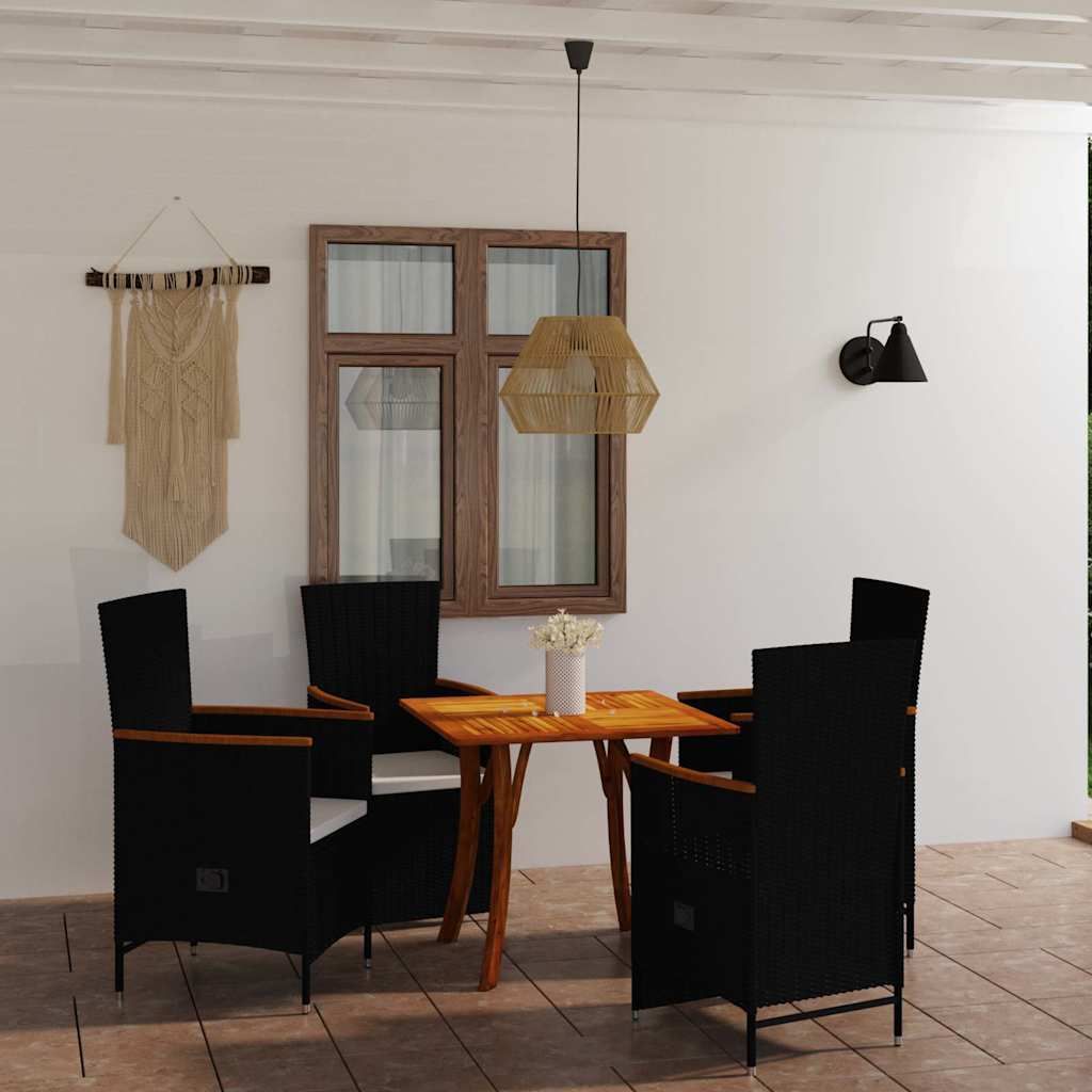 Set Mobili da Pranzo per Giardino 5 pz Nero vidaXL