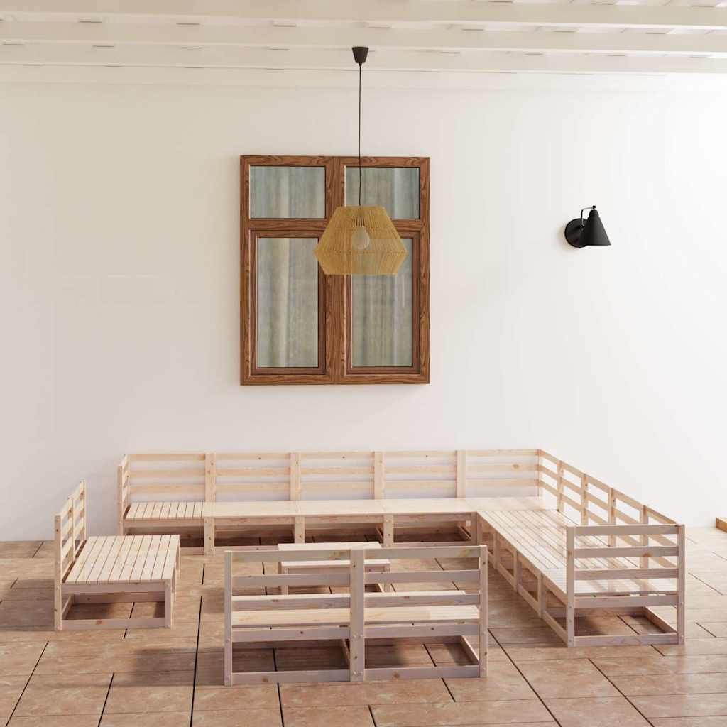 Set Divani da Giardino 14 pz in Legno Massello di Pino vidaXL
